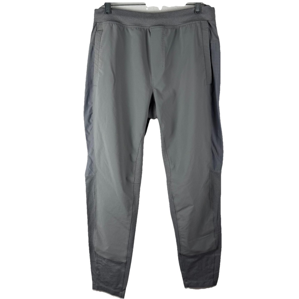 Lululemon Mens Light Gray Mixed Material Athletic Pants Sz L Side Air Vents Slim